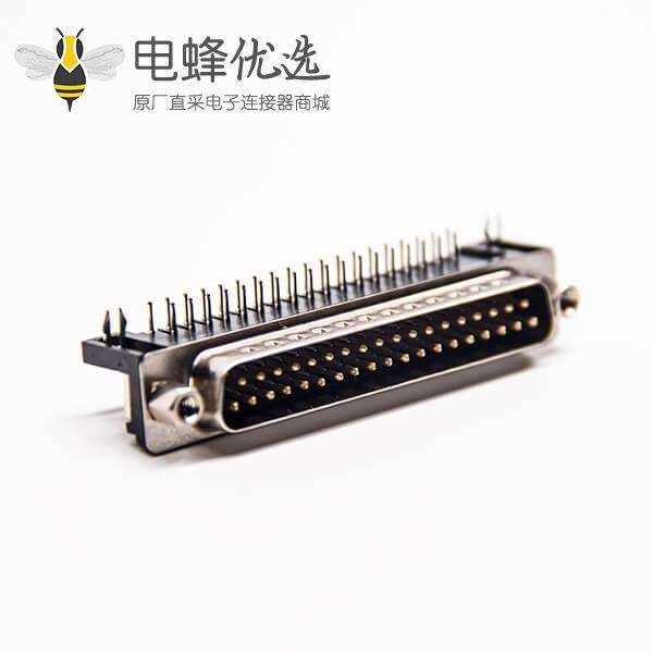 d sub37pin连接器公头弯式90度带铆锁插板式接PCB板