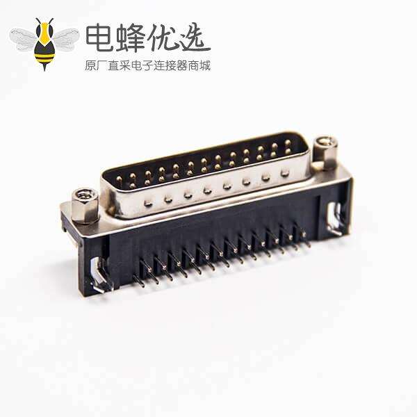 d sub 25pin连接器90度公头铆锁式插板接PCB板