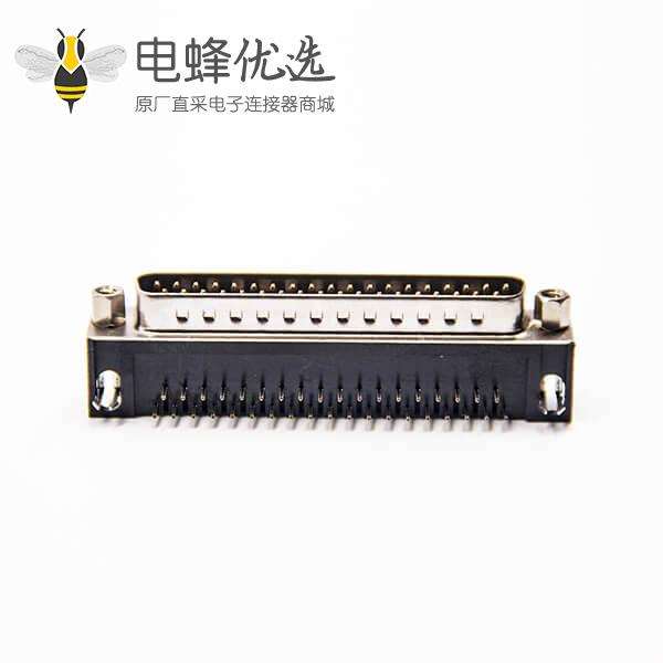 d sub37pin连接器公头弯式90度带铆锁插板式接PCB板