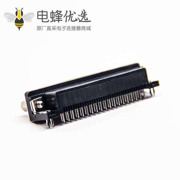 d sub37pin连接器公头弯式90度带铆锁插板式接PCB板