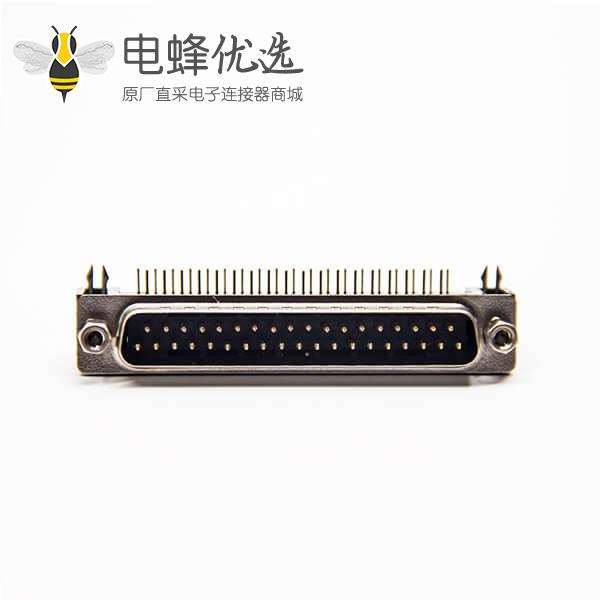 d sub37pin连接器公头弯式90度带铆锁插板式接PCB板