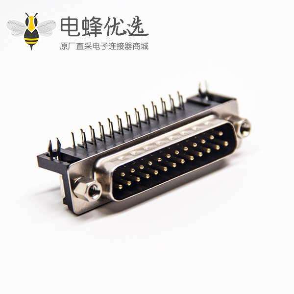 d sub 25pin连接器90度公头铆锁式插板接PCB板