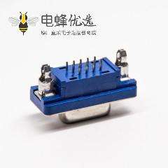 15针d-sub接口母头180度连接器蓝色胶芯插PCB板