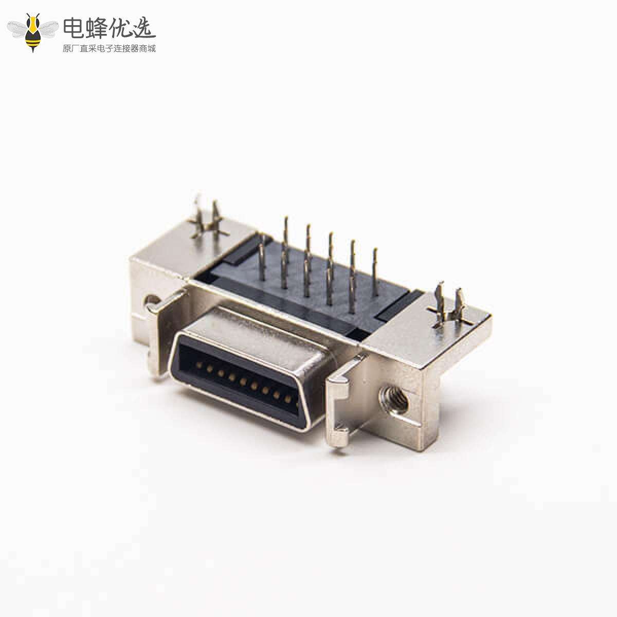 scsi母连接器20针90度铆锁式插PCB板带鱼叉脚