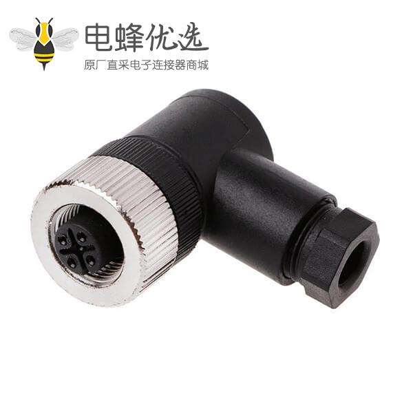 M12航空接头连接器封装4芯弯头塑料组装插头PG7 PG9