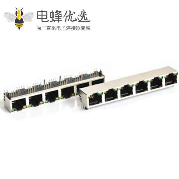 RJ45网络插座6口带屏蔽带灯