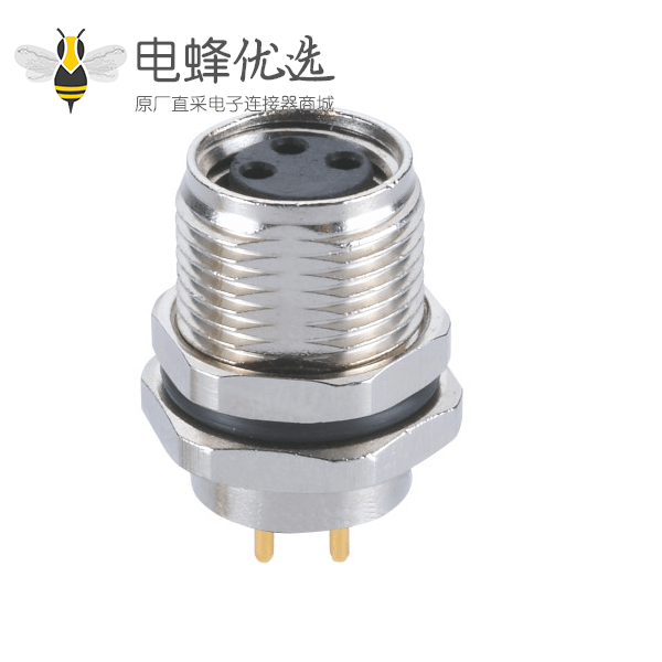 3芯前锁M8防水PCB插座A型母座板端插板航空插座