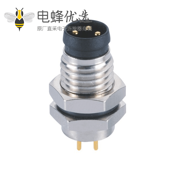 M8插板PCB板端圆形连接器A型3芯前锁公插座航空连接器