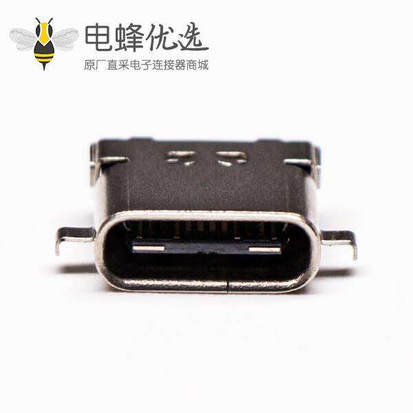 c type usb接口弯式沉板dip贴板母头接PCB板