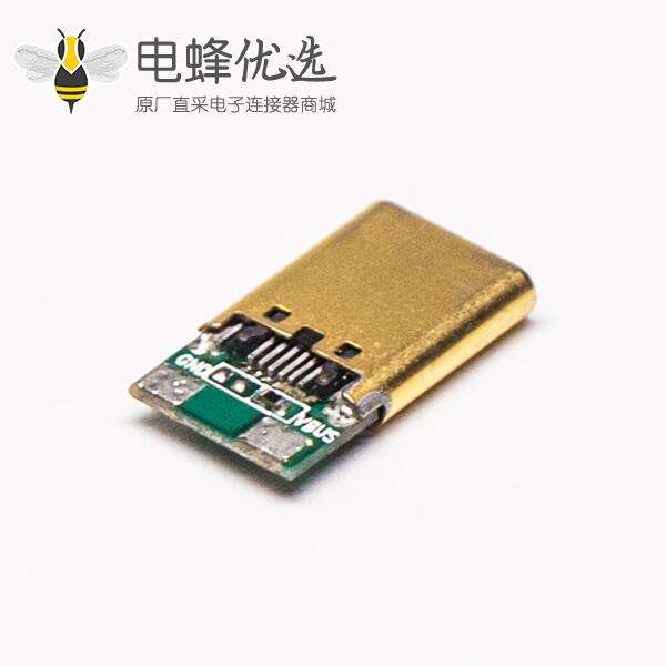 Type C公头直式USB连接器单面12pin镀金带PCB板