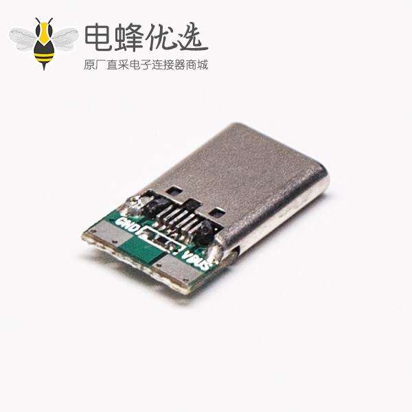 Type C公头直式USB连接器单面12pin镀金带PCB板