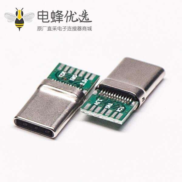 Type C PCB板直式公头24针180度焊接式