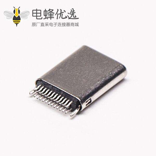 USB Type-C公头直式24直通式插板接PCB板