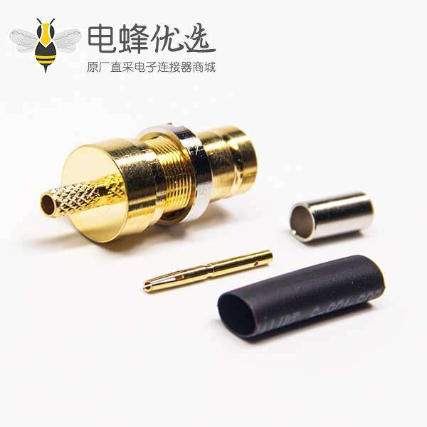 din 1.6/5.6连接器直式母头穿墙镀金压接式接线