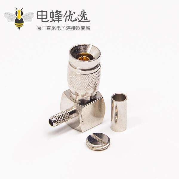 din型连接器1.0/2.3 弯式90度公头压接式接同轴线缆