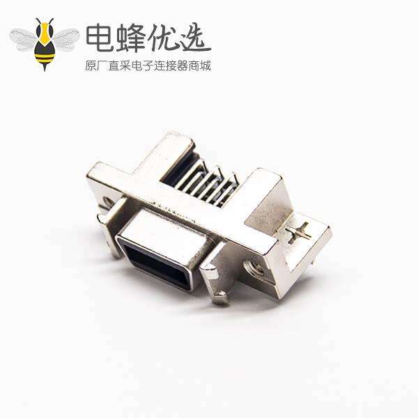 scsi母座连接器14pin弯式90度插板式带鱼叉脚接PCB板