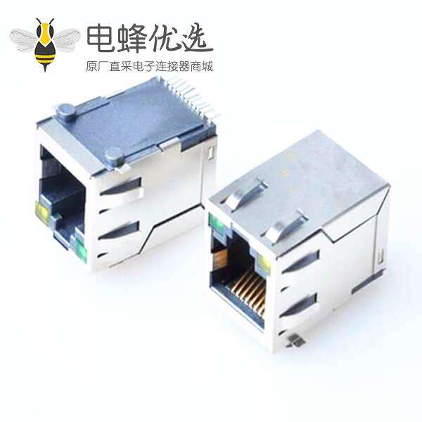 沉板式SMT RJ45连接器8P8C屏蔽带灯