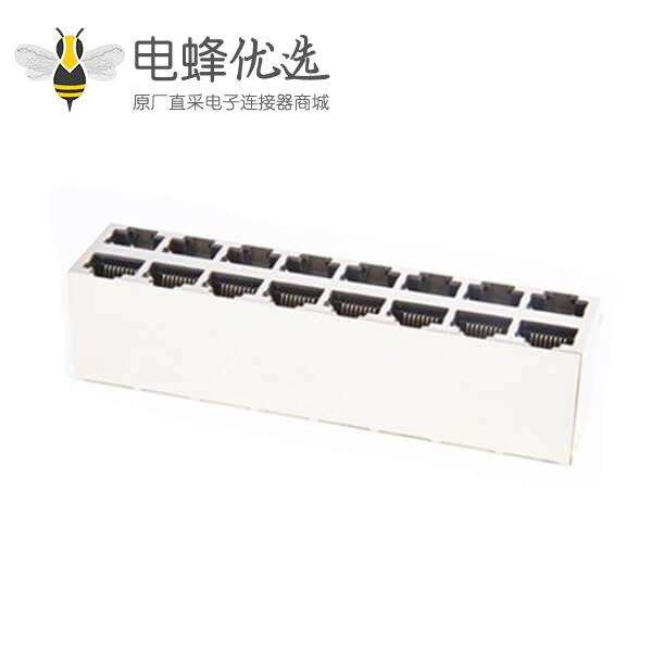 RJ45双层母座2X8弯角屏蔽不带灯