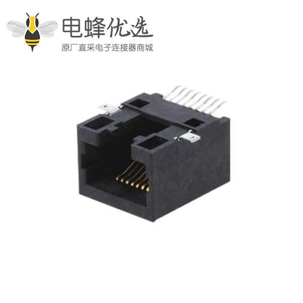 沉板RJ45插座黑色塑壳Cat5电子连接器8P8C不带灯