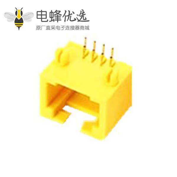 网络RJ45模块1X1 8P黄色接口插座连接器不带灯