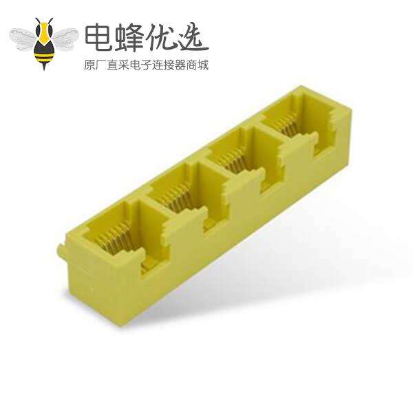 RJ45模块工厂直销MINI型黄色1*4 8P8C母座路由器网络插座服务器网口非屏蔽不带灯