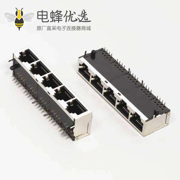 RJ45串口1X5屏蔽不带灯电脑电视网络插座连接器