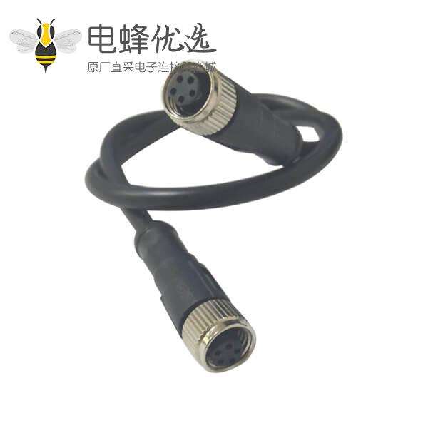 M12 线束5芯B型母转母注塑线材1M AWG22 PVC