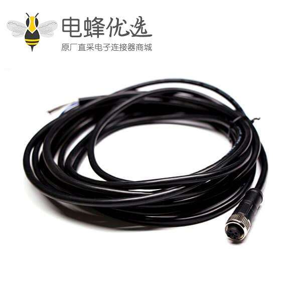 M12注塑线5pin B型防呆位母直头成型式带线5M AWG22 PVC