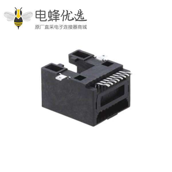 沉板RJ45插座黑色塑壳Cat5电子连接器8P8C不带灯