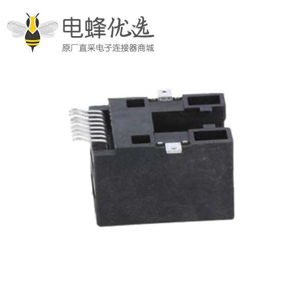 沉板RJ45插座黑色塑壳Cat5电子连接器8P8C不带灯