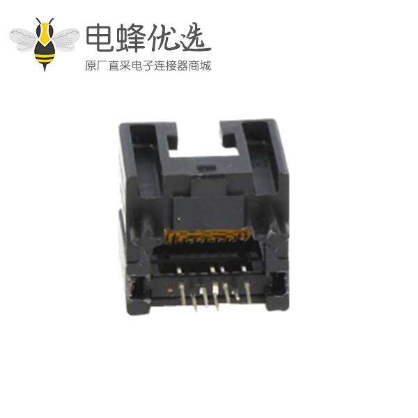 六类RJ45插座接线PCB板黑色塑壳连接器不带灯