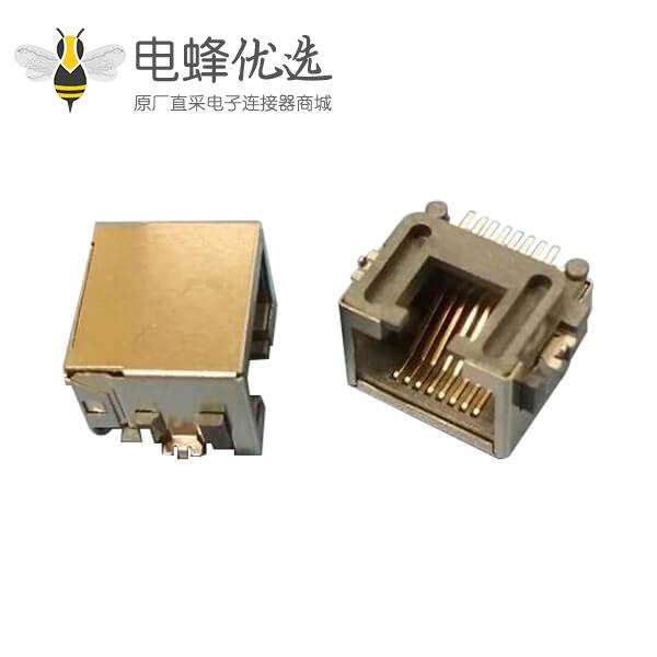 RJ45端子连接器厂商路由器-以太网接口8P8C贴板式插座全包屏蔽不带灯