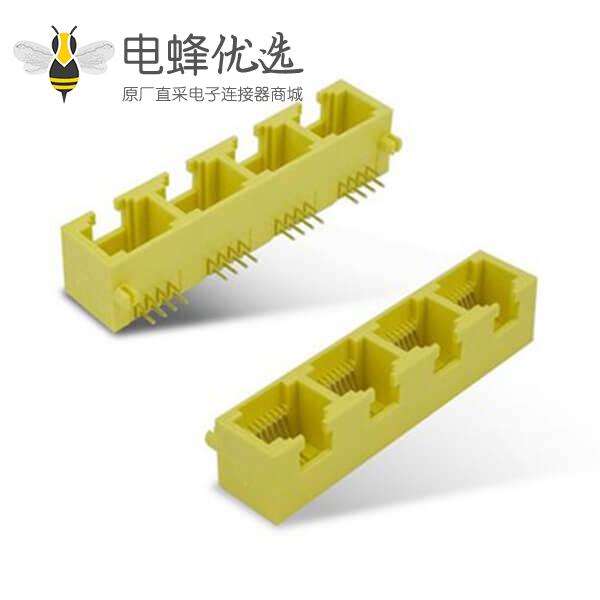 RJ45模块工厂直销MINI型黄色1*4 8P8C母座路由器网络插座服务器网口非屏蔽不带灯