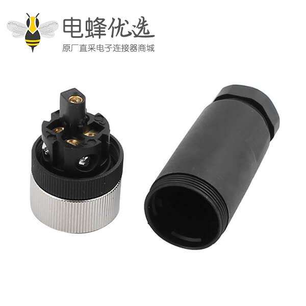 M12连接器5芯母头锁螺钉型塑料壳体航空插头