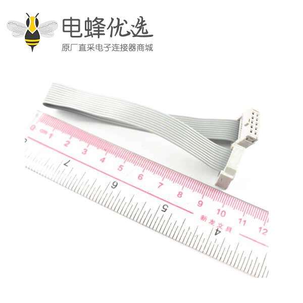 2.54mm间距,排线,2x5针,10针,10线,IDC扁平带状电缆,长度20cm连接器