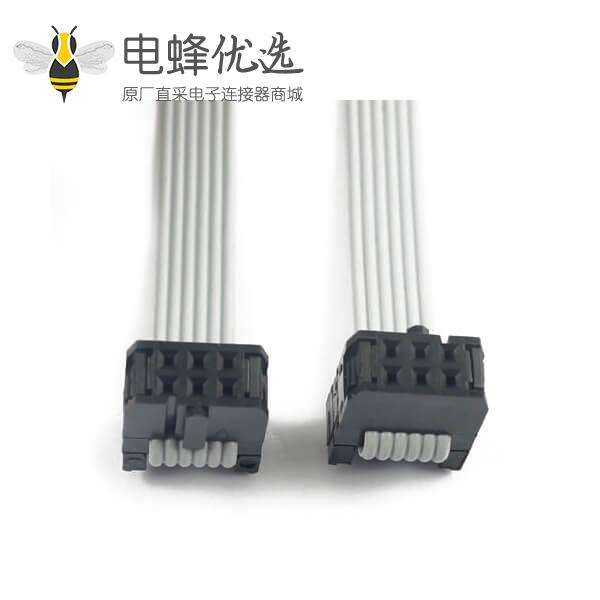 2.54mm间距排线2x3针6针6线IDC扁平带状电缆长度2m连接器