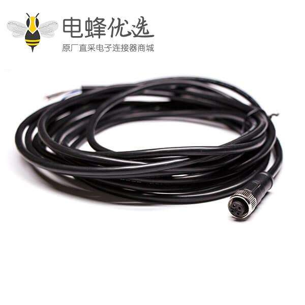 M12注塑线5pin B型防呆位母直头成型式带线5M AWG22 PVC