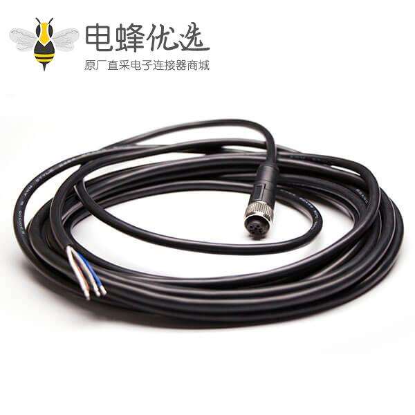 M12注塑线5pin B型防呆位母直头成型式带线5M AWG22 PVC