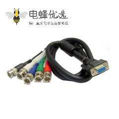 HD15转RGBHV BNC连接器电缆,HDB15 HD15公头至5 BNC公连接器 彩色编码连接器 6至50英尺长
