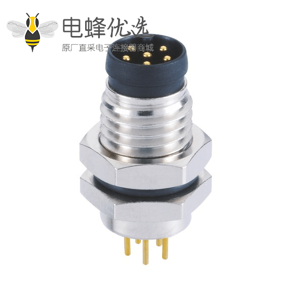 M8插板PCB A型板端前锁6芯公插座航空连接器