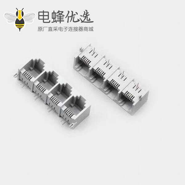 RJ11电话插座专业供应全塑4联体母座 6P2C插座1*4