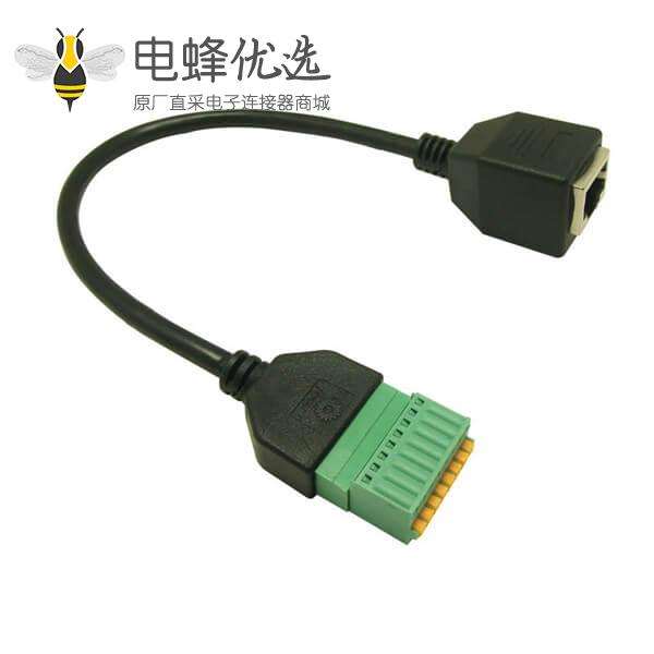 RJ45转接线端子8PIN网络直通头8P8C网络延长线0.3M