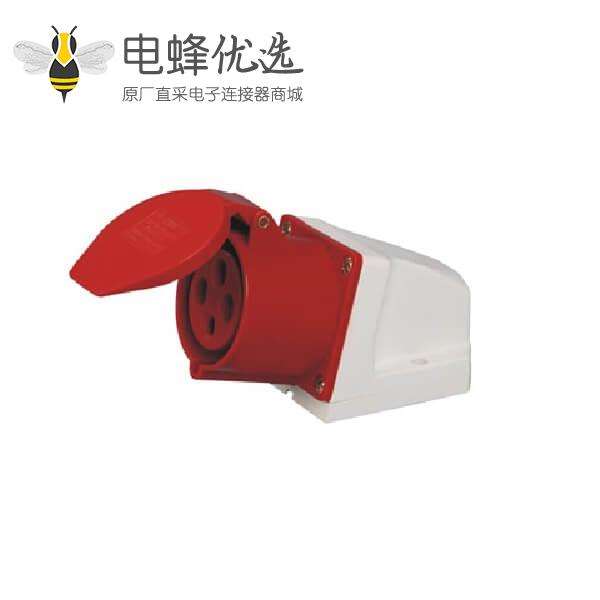4芯工业插座16A红色415V明装插座