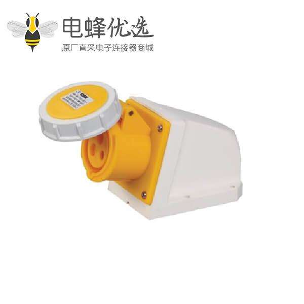工业插座黄色IP67防水32A 3芯130V