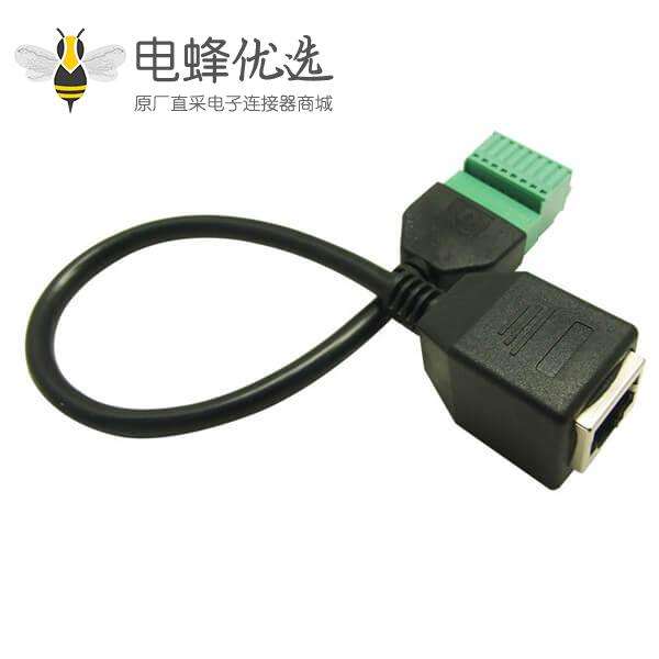 RJ45转接线端子8PIN网络直通头8P8C网络延长线0.3M