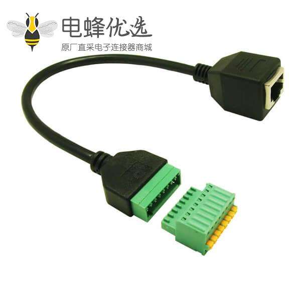 RJ45转接线端子8PIN网络直通头8P8C网络延长线0.3M