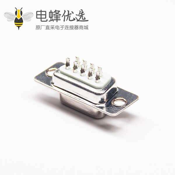 D sub9连接器PIN母座冲针白胶焊线式