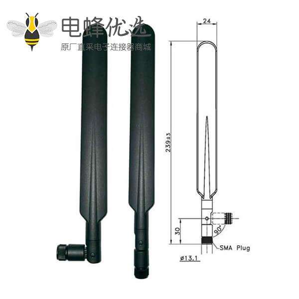 4G LTE天线接SMA公头频率在800-950/1710-2200/2500-2700MHz