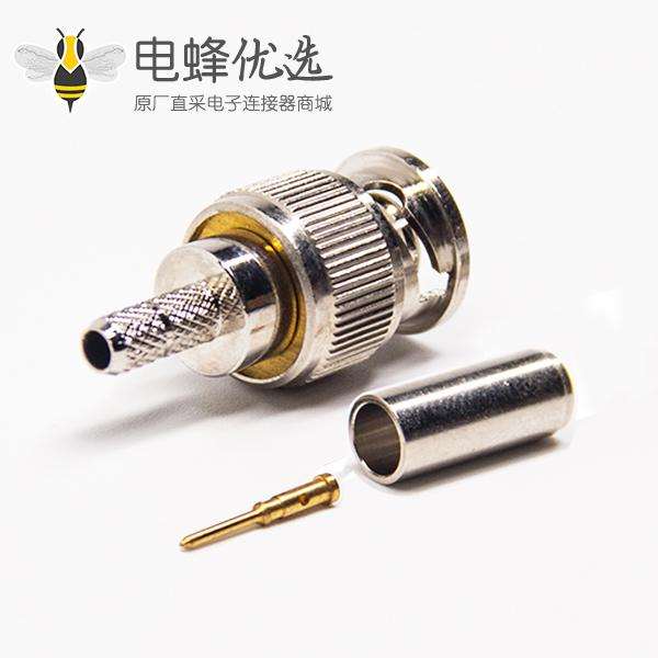 mini BNC接口公头公针直式180度压接式接同轴线缆