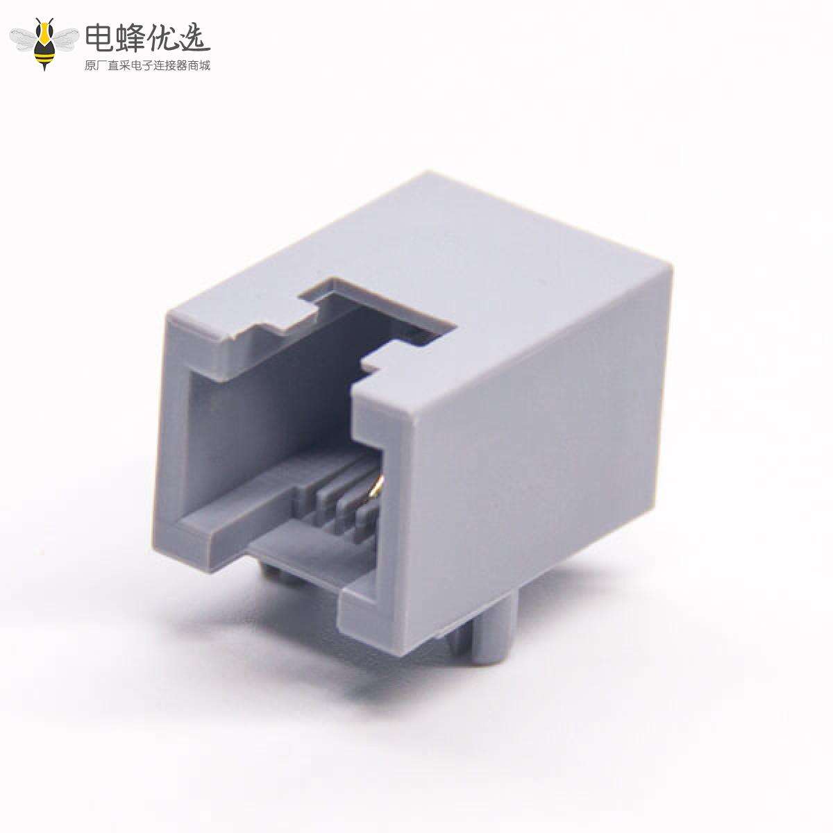 RJ11 6P2C灰色全塑模块化连接器弯式插PCB板